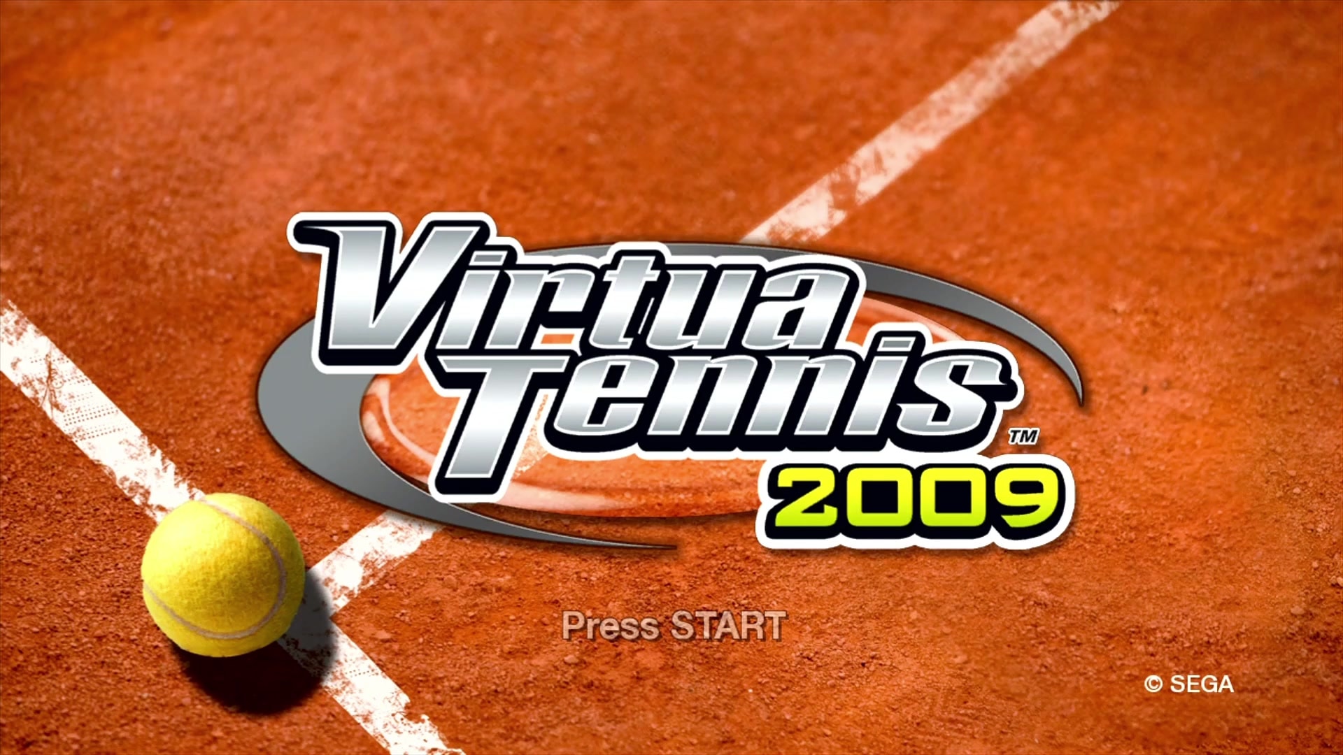 Virtua Tennis 2009 title screen for Xbox 360